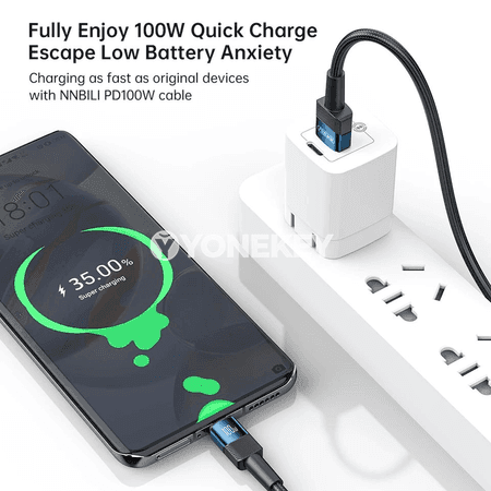 NNBILI 100W USB-C çalt zarýad kabeli, 1m/2m