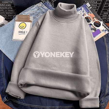 Erkekler üçin ýyly turtlenek pulower, ýumşak içki gatlakly gündelik model