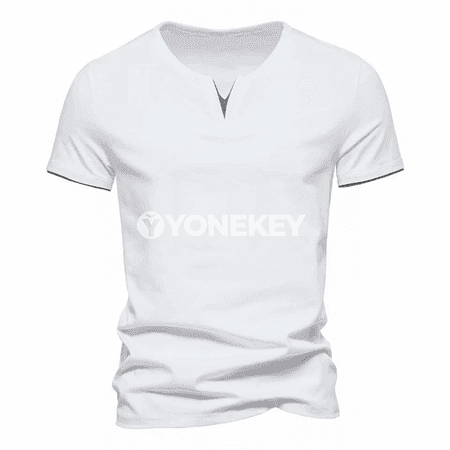 Erkekler üçin gysga ýeňli Henley futbolka