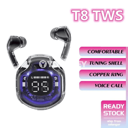 DAMORE T8 simsiz Bluetooth 5.3 nauşnik, sport we oýun üçin