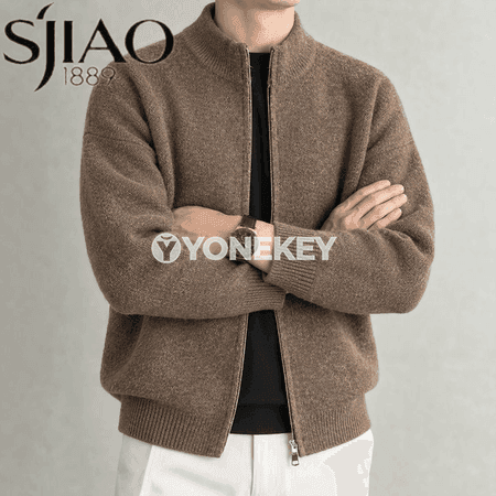 Erkekler üçin täze moda fermuarly ýüň garydyly jempir🧥