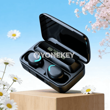 9D stereo Bluetooth simsiz sport nauşnikler, suw geçirmeýän, mikrofonly