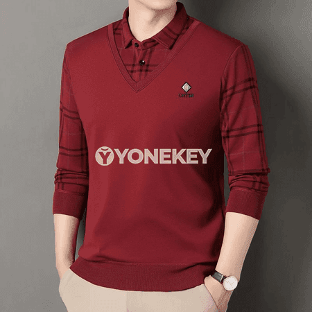 Erkekler üçin elegant plaid sviter, ýyly trikotaž pulower
