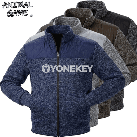 Erkekler üçin ýyly flees jaket, ýokary ýaka, fermuarly, jübüli