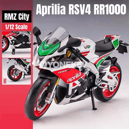 Aprilia RSV4 RR1000 metal motosikl modeli, 1:12, kolleksiýa üçin