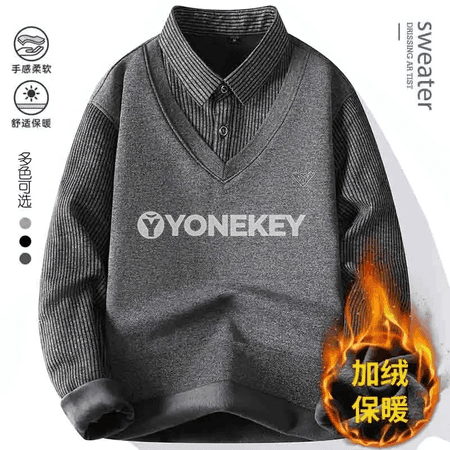 Erkekler üçin ýyly uzyn ýeňli polo köýnek, gyş üçin