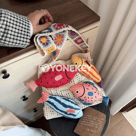 Zenanlar üçin örülen hobo sumka — uly sygymly, bohem stil
