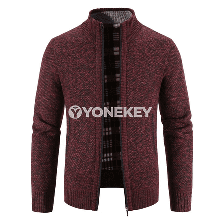 Erkekler üçin ýyly fleece penjek, fermuarly kardigan, güýz-gyş üçin amatly