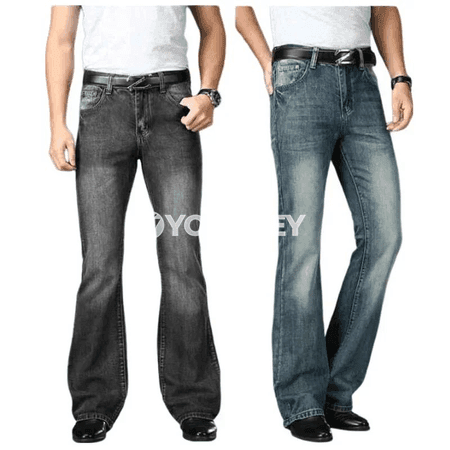 Erkekler üçin giň balaç jyns jalbar, klasiik flar görnüşli denim