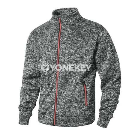 Erkekler üçin stend boýunly fermuarly ýeňil switer-jaket
