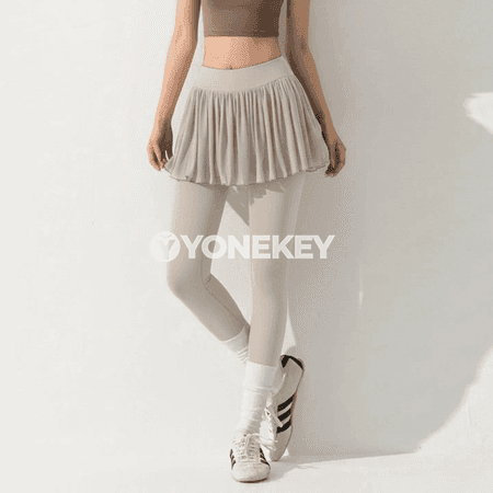 Zenanlar üçin ýokary belli yoga leggins, mesh sport etekli, şekillendiriji
