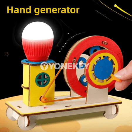 Çagalar üçin el bilen ýygnalýan generator modeli, bilim beriji DIY oýunjak