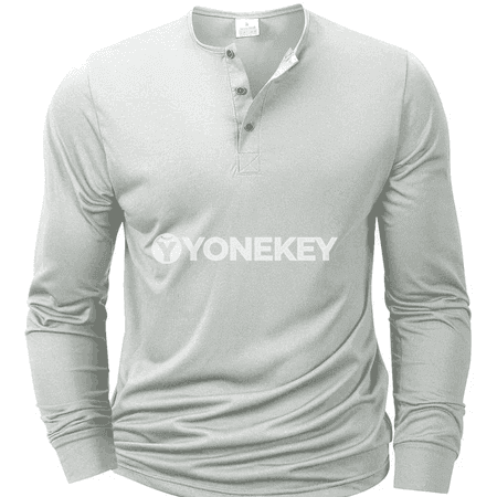 Erkekler üçin ýeňil, dem alýan uzyn ýeňli Henley futbolka, S-XXXL