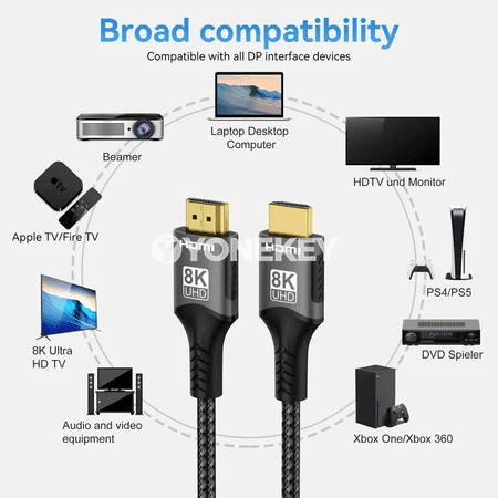 8K HDMI 2.1 kabeli, 48Gbps, 4K/120Hz, 8K/60Hz, HDR