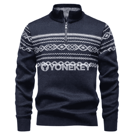 Erkekler üçin ýarym fermuarly ýyly örme pulower