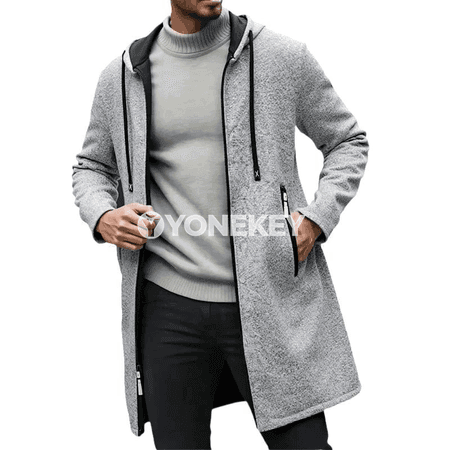 Erkekler üçin kapýuşonly zipli ýyly jaket