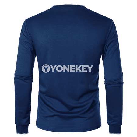 Erkekler üçin ýaz‑güýz uzyn ýeňli 3D ýazgyly casual futbolka