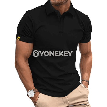Erkekler üçin ýeňil ýazky polo futbolka, dem alýan gysga ýeňli