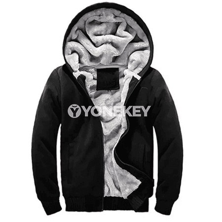 Gyş üçin ýyly erkekleriň fleece kapýuşonly zipli jaketi, 5XL çenli