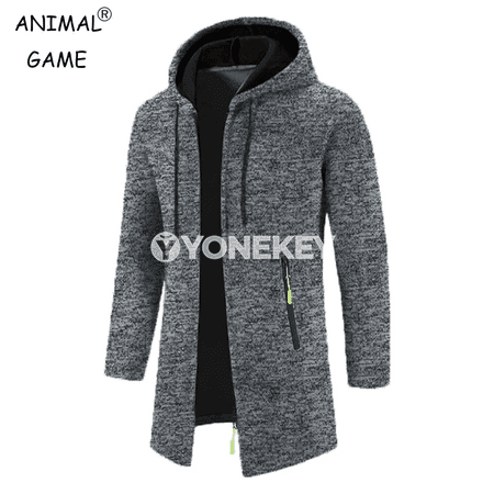 Erkekler üçin kapýuşonly ýyly sport sviteri, oversize, fermuarly