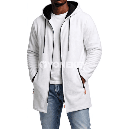 Erkekler üçin fermuarly kapýuşonly ýyly hoodie, fleece