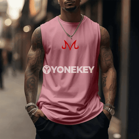 Erkekler üçin anime görnüşli ýeňsiz futbolka, tomuslyk sport stili