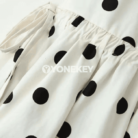 Zenanlar üçin ak-gara nokatly midi ýubka, moda, A-line