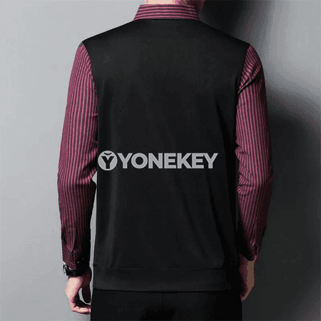 Erkekler üçin ýaz güýz möwsümine laýyk kontrast printli polo köýnek