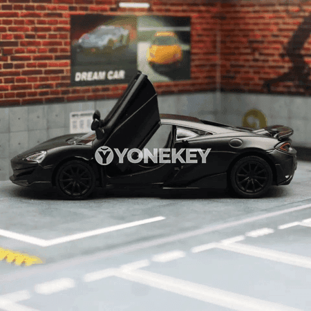 McLaren 600LT 1:36 metal model awtoulag, çekmeli, çagalar üçin