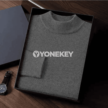 Erkekler üçin güýz-gyş ýyly switer, mock boýunly, gündelik stil