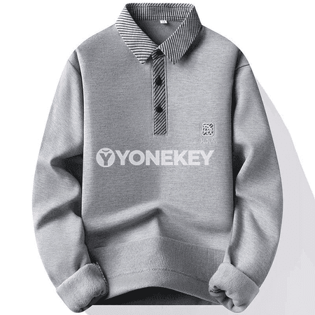 Erkekler üçin ýyly fleece switer, galstuk boýunly, sypaýy stil