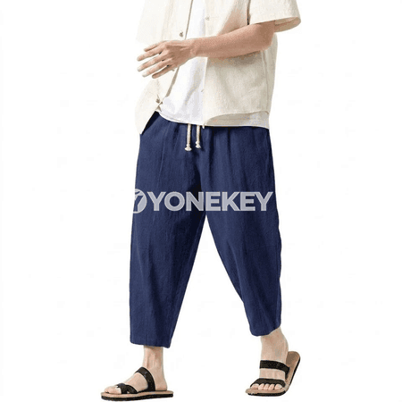 Ýeňil koreý stilindäki erkek balaklar, giň kesimli ýazlyk rahat model