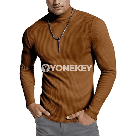 Erkekler üçin ýyly zolakly switer, ýokary boýunly rahat model