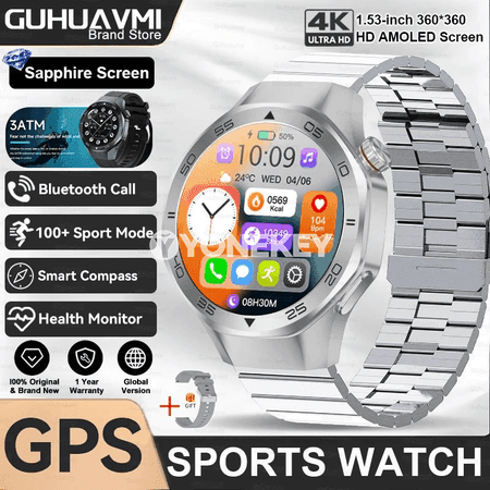 Erkekler üçin akylly sport sagady, GPS, 3ATM, ýürek urşy ölçegli