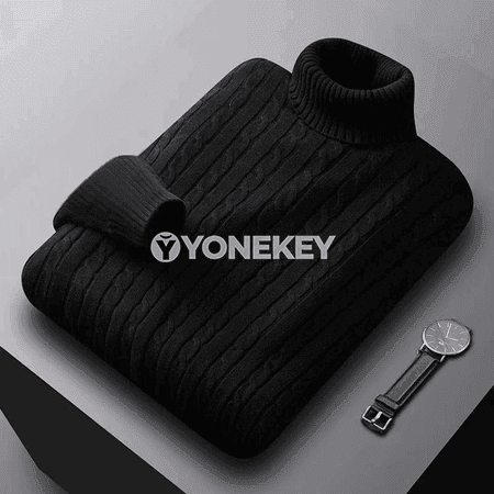 Erkekler üçin ýyly golfli trikotaj switer, güýz-gyş