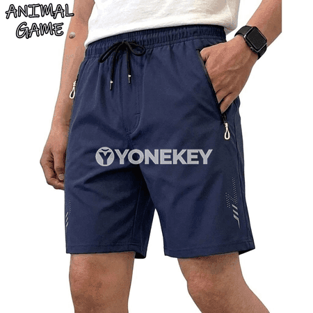 Erkekler üçin tomus sport şortigi, ýeňil, giň kesimli, rezin guşakly