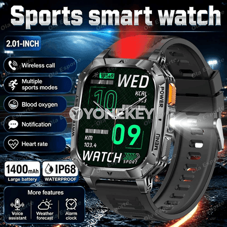 2.01 dýum suw geçirmeýän sport akylly sagat, güýçli batareýaly