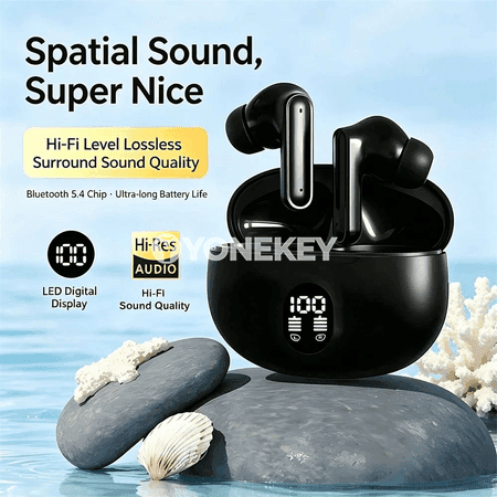 LED displeýli Bluetooth qulaklyklar, güýçli bas, HD jaň