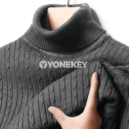 Erkekler üçin ýyly boýnly uzyn ýeňli triko switer
