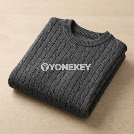 Erkekler üçin ýyly kabel trikotaž sviteri, uzyn ýeňli, ýokary rahatlyk