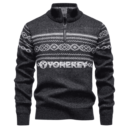 Erkekler üçin ýarym fermuarly ýyly örme pulower