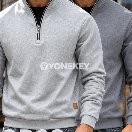 Erkekler üçin ýyly stend-ýaka zipli sweatshirt toplumy, 2 bölek