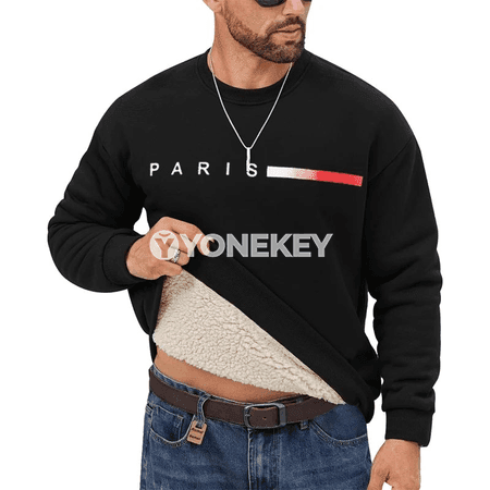 Erkekler üçin ýyly içi tüýli gyş köýnegi, günlük rahat sweatshirt