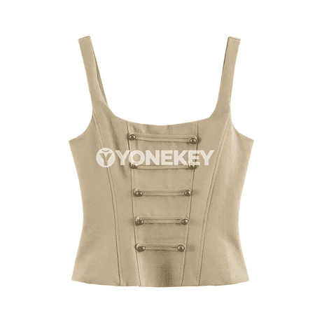 Aýal-gyzlar üçin Y2K duble-breasted korset top, ýeňsiz