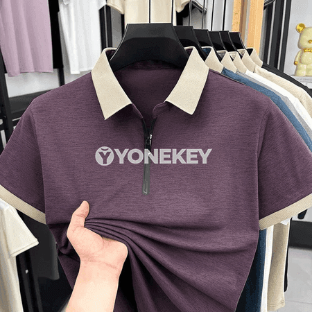 Erkekler üçin ýarym zip polo köýnek, çalt gurajak we dem alýan