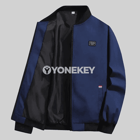 Erkekler üçin ýeňil ýaz-küýz ýel geçirmeýän jaket, zipperli