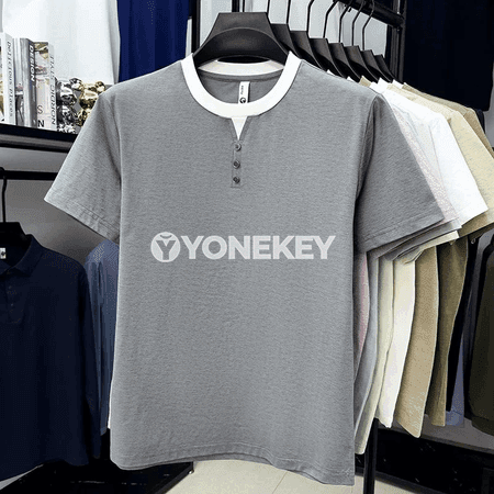 Erkekler üçin gündelik ýeňil Henley futbolka, dem alýan, rahatly