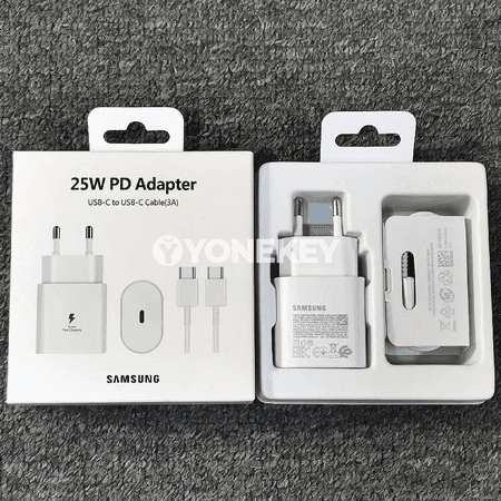 Samsung 25W çalt zarýad beriji adapter, Type-C kabel bilen