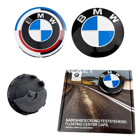 BMW 50 ýyllyk disk merkezi gapagy — 4 sany, 56/68 mm, ýüzýän görnüş