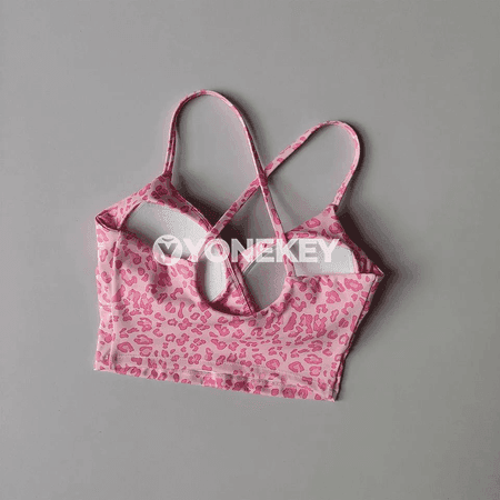 Aýallar üçin çaply yoga sport bras, ýerleşdirilen käseler bilen